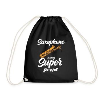 Saxophon Super Power Saxophonist Jazz Musiker - Turnbeutel - Schwarz - Vorne