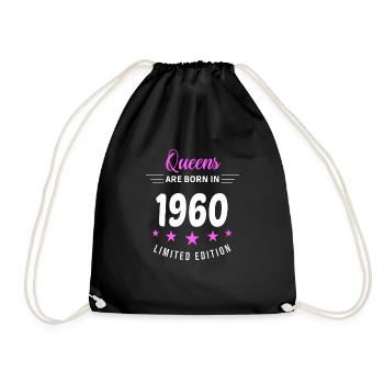 QUEENS ARE BORN IN 1960 - Drawstring Bag - black - Front