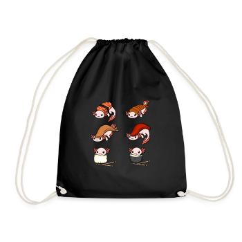Sushi Liebhaber Geschenk Axolotl Japanisch Sushi - Turnbeutel - Schwarz - Vorne