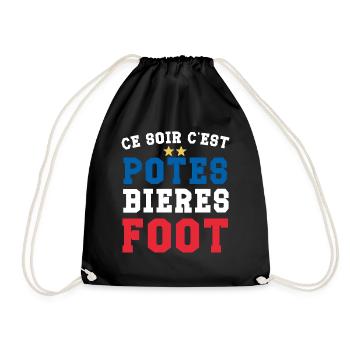 Ce soir c'est potes bière foot supporter football - Sac de sport léger - noir - Devant