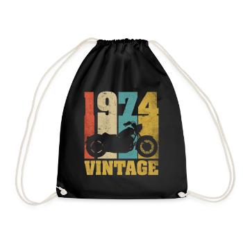 1974 Jahrgang Geburtstag Biker Motorrad Geschenk - Turnbeutel - Schwarz - Vorne