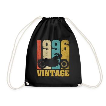 1996 Born birthday biker motorcycle gift - Drawstring Bag - black - Front