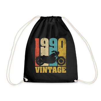 1990 Jahrgang Geburtstag Biker Motorrad Geschenk - Turnbeutel - Schwarz - Vorne