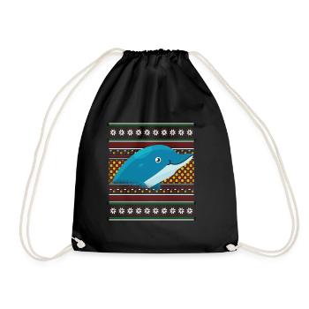 Ugly Christmas Sweater Tshirt Weihnachten Delfin - Turnbeutel - Schwarz - Vorne