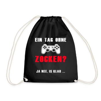 Lustiger Gamerspruch als Geschenkidee für Zocker - Turnbeutel - Schwarz - Vorne