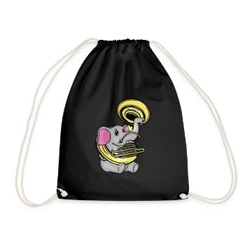 Sousaphone Music Big Band Orchestra Cute Elephant - Drawstring Bag - black - Front