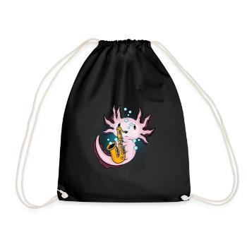 Axolotl Jazz Musik Geschenk Kinder Saxophon - Turnbeutel - Schwarz - Vorne