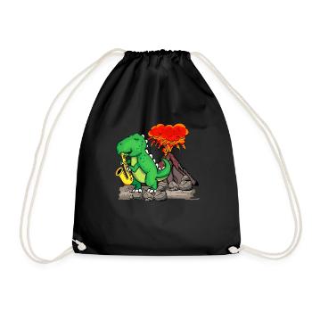 Jazz Musik Orchester Kinder Dinosaurier Saxophon - Turnbeutel - Schwarz - Vorne