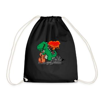 Dinosaur Musician Big Band Orchestra Double Bass - Drawstring Bag - black - Front