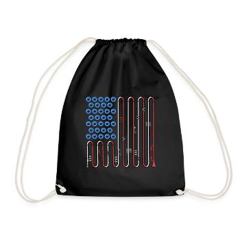 Trumpete USA Flag Music Big Band 4th Of July - Drawstring Bag - black - Front