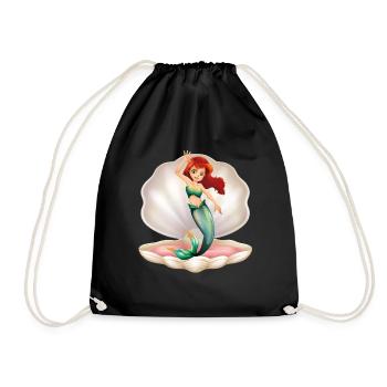 mermaid mermaid girl shell fin - Drawstring Bag - black - Front
