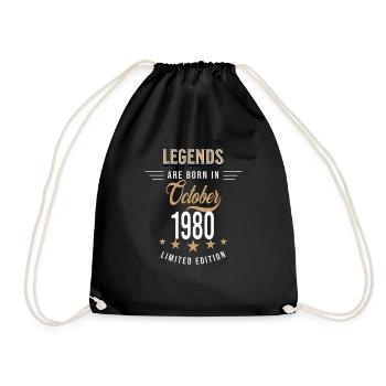 Legends are born in October 1980 - Drawstring Bag - black - Front