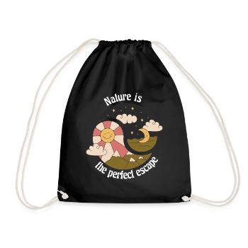 Nature Is The Perfect Escape Retro Nature Designs - Turnbeutel - Schwarz - Vorne