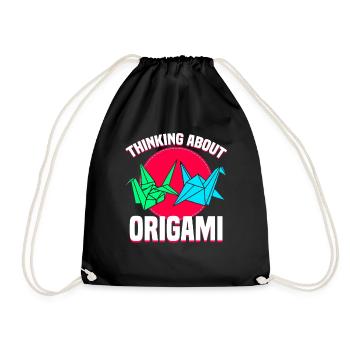 Thinking About Origami - Drawstring Bag - black - Front