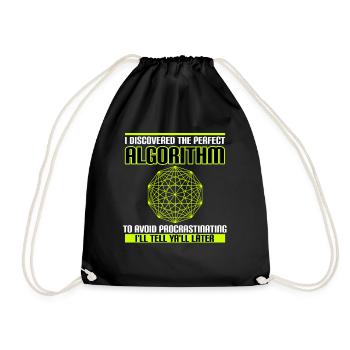 Discovered Perfect Algorithm Avoid Procrastinating - Drawstring Bag - black - Front