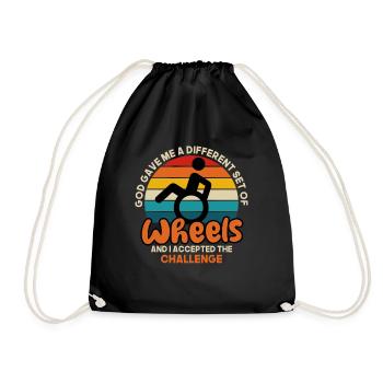 God Gave Me A Different Set Of Wheels I Accepted - Drawstring Bag - black - Front