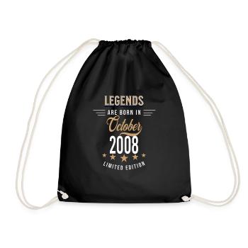 Legends are born in October 2008 - Drawstring Bag - black - Front