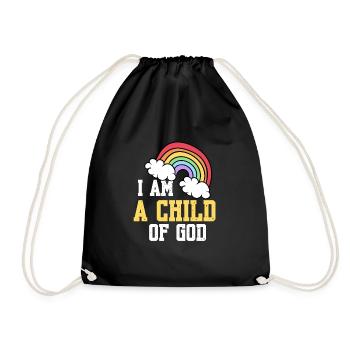 I Am A Child Of God Jesus Gott Religion Christen - Turnbeutel - Schwarz - Vorne