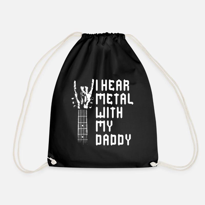 I hear metal with my daddy-t-shirt for - Drawstring Bag - black