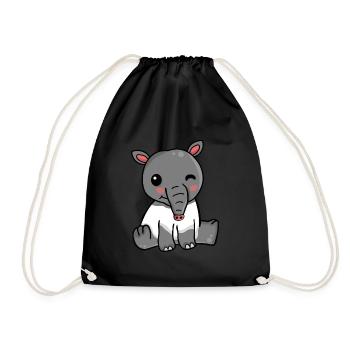 Süßes Tapir Geschenk Mädchen Zoo Tapir - Turnbeutel - Schwarz - Vorne