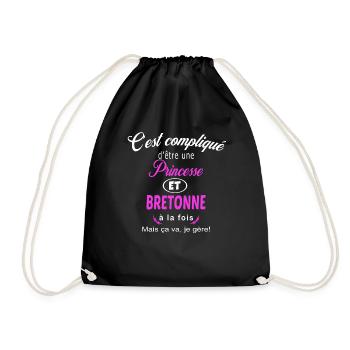 c'est compliqué princesse et Bretonne - Sac de sport léger - noir - Devant