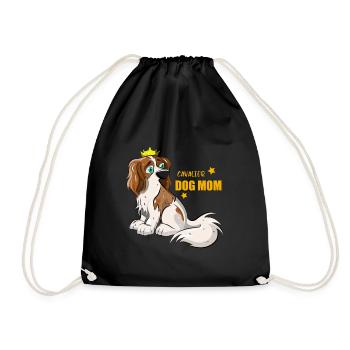 Cavalier Dog Mom - Drawstring Bag - black - Front