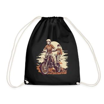 Père et fils en moto - Sac de sport léger - noir - Devant