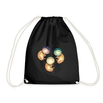Capybara Gift Astronaut Space Capybara - Drawstring Bag - black - Front