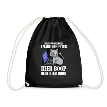 I Are Programmer Beep Boop Informatiker Katze - Turnbeutel - Schwarz - Vorne
