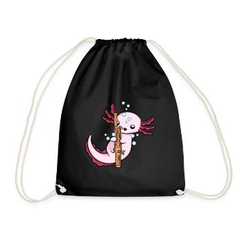 Axolotl Bassoon Musical Instrument Big Band Oboe - Drawstring Bag - black - Front