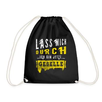 Lass mich durch Geselle 2023 Spruch lustig - Turnbeutel - Schwarz - Vorne