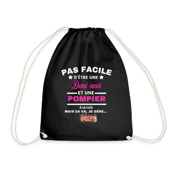 pas facile d'être sapeur POMPIER et Demi-sœur - Sac de sport léger - noir - Devant