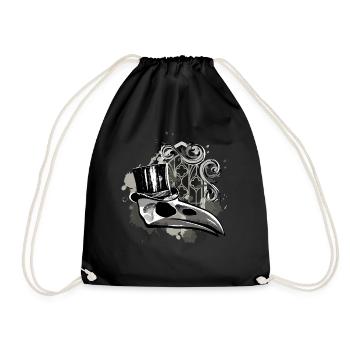 Crâne de squelette de corbeau - Sac de sport léger - noir - Devant