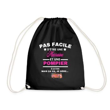 pas facile d'être sapeur POMPIER et Marraine - Sac de sport léger - noir - Devant