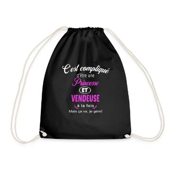 c'est compliqué princesse et vendeuse - Sac de sport léger - noir - Devant