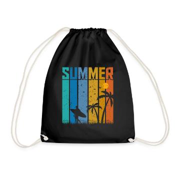 Surfeur d’ambiance estivale - Sac de sport léger - noir - Devant