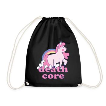 Lustig Deathcore Einhorn Regenbogen Metalhead - Turnbeutel - Schwarz - Vorne