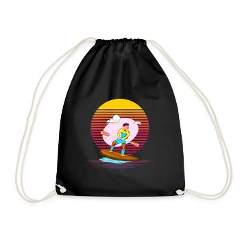 Paddleboarding Vapor - Drawstring Bag - black - Front