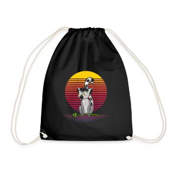 Lemur Retro Vapor - Drawstring Bag - black - Front