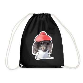Künstler-Hund - Turnbeutel - Schwarz - Vorne