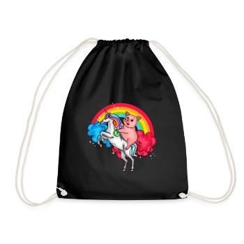 Licorne Cadeau Fille Arc-en-ciel Cochon - Sac de sport léger - noir - Devant