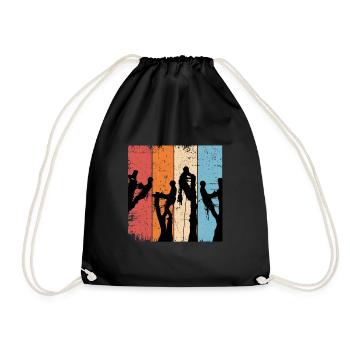 Retro Arborist Gift Father Chainsaw - Drawstring Bag - black - Front