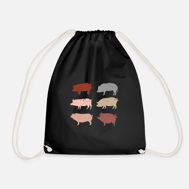 Retro Schweine Geschenk Männer Bauernhof Schwein - Turnbeutel - Schwarz