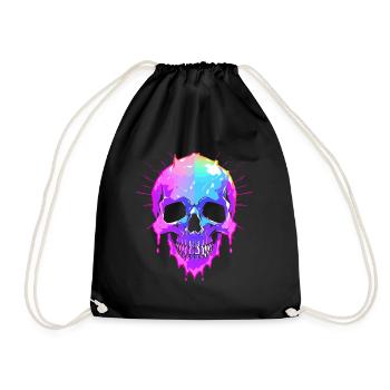 Skull colored - Drawstring Bag - black - Front