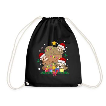 Weihnachtsfaultier - Turnbeutel - Schwarz - Vorne