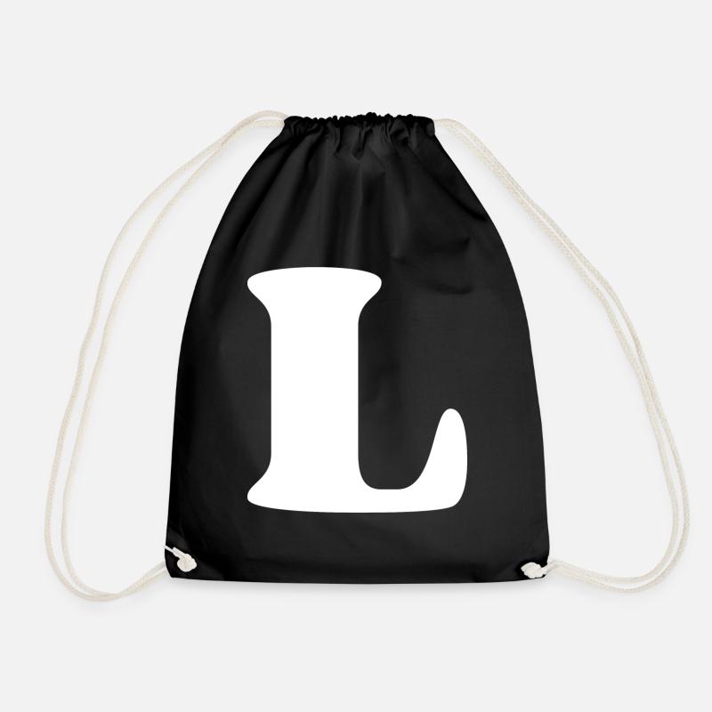 Letter l - Drawstring Bag - black