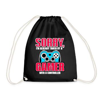 Sorry, I'm Already Taken, By A Gamer - Drawstring Bag - black - Front