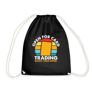 Open For Card Trading What's Your Offer? - Drawstring Bag - black - Front