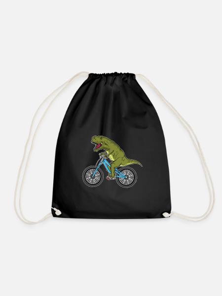 Lustiges Dinosaurier Geschenk Fahrrad Fahren - Turnbeutel - Schwarz