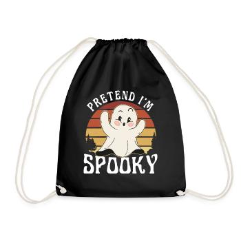 Cute Groovy Ghost Halloween Costume, Pretend I'm - Drawstring Bag - black - Front